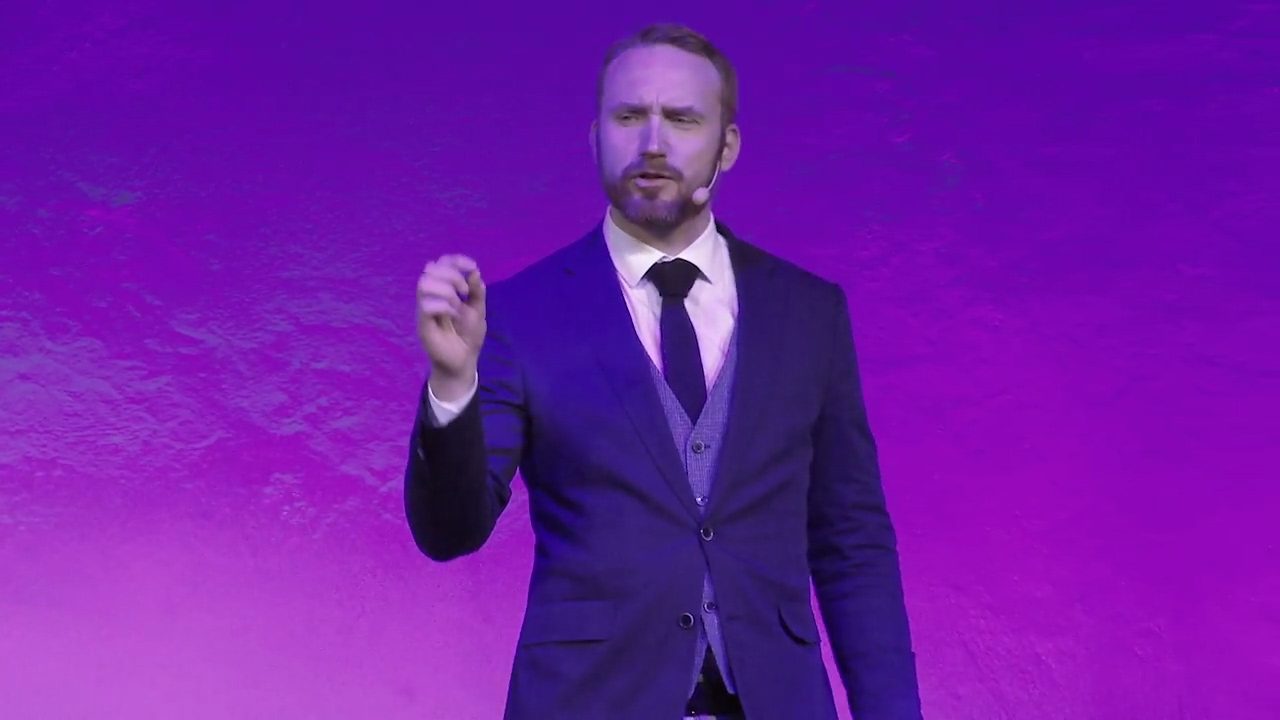 David JP Phillips delivering his TEDx talk on storytelling